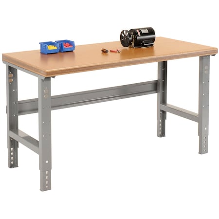 Global Industrial Adjustable Height Workbench, 60 x 30in, Shop Top Safety Edge, Gray 183984